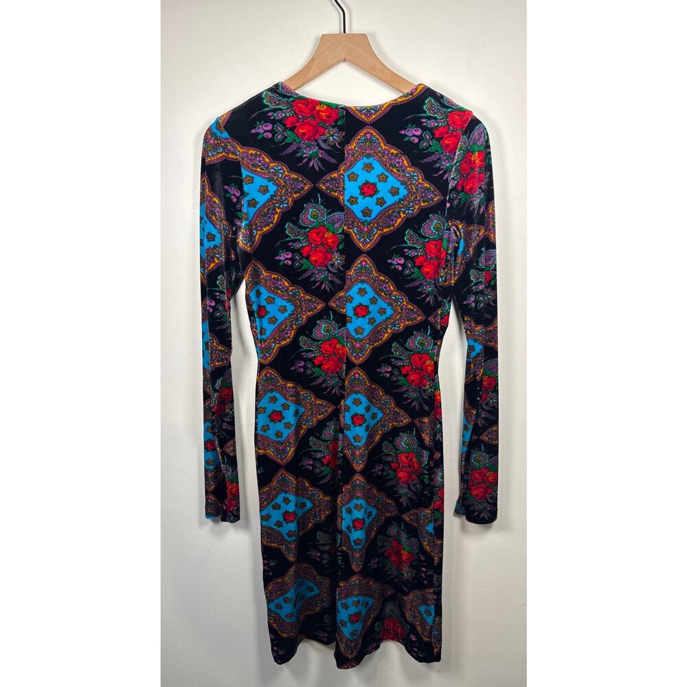 Betsey Johnson VINTAGE Velvet Floral Patchwork Print Mini Dress - Picture 5 of 7